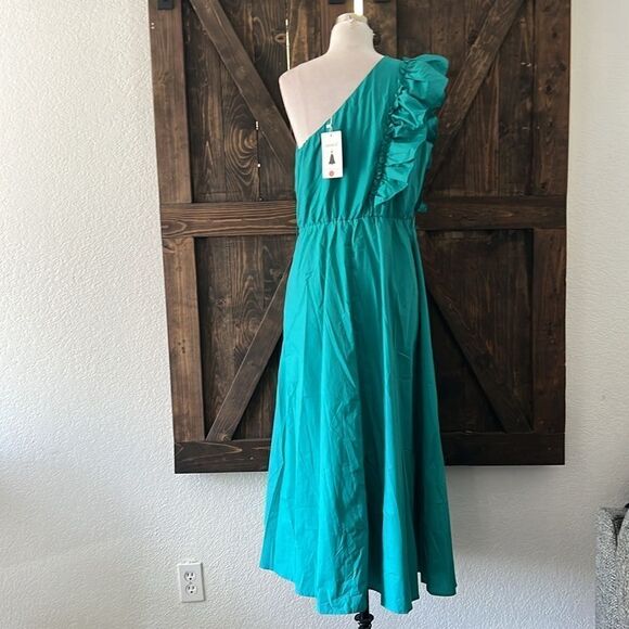 NWT ZESICA ONE SHOULDER EMPIRE WAIST RUFFLE MAXI DRESS - Picture 5 of 12